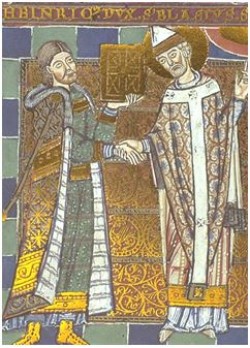 Heinrich der Löwe auf dem Widmungsbild mit St. Blasius